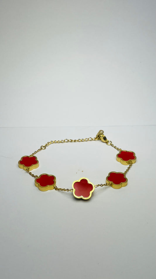 Bracelet trèfle rouge